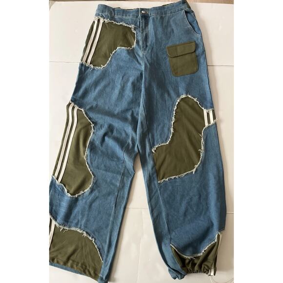 Lizette Collection LC Wide Leg Jeans/ Sweatpants Unisex L Adjustable Skater Y2K - Picture 1 of 11